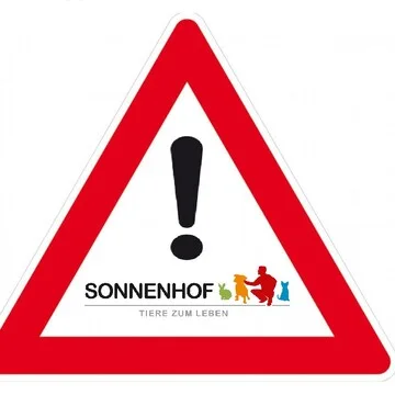 Achtung-Symbol mit Sonnenhof-Logo